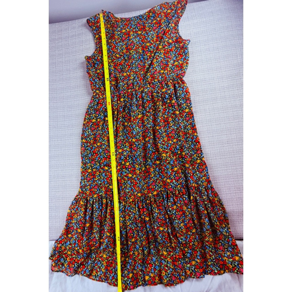 Tommy Hilfiger Women 8 Black Multicolor Floral Tiered Midi Dress Cottagecore - Picture 12 of 13